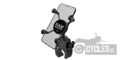 kompletní sestava držáku pro menší telefony X-Grip se "Snap-Link Tough-Claw" upínaním na řidítka, RAM Mounts