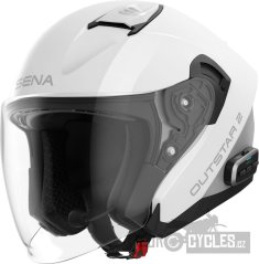 Mesh přilba s headsetem Outstar 2, SENA (lesklá bílá)