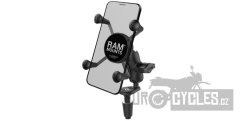 kompletní sestava držáku X-Grip s uchycením do krku řízení motocyklu, RAM Mounts