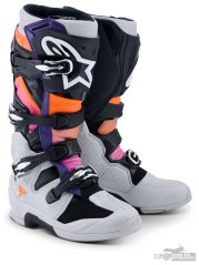boty TECH 7, ALPINESTARS (černá/světle šedá/oranžová fluo/gradient) 2026