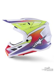 přilba SUPERTECH S-M7 FUSE, ALPINESTARS (bílá/žlutá fluo/fialová) 2026