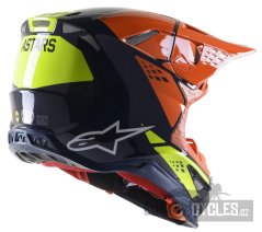 přilba SUPERTECH S-M8 FACTORY, ALPINESTARS (tmavá modrá/oranžová/žlutá fluo lesklá)