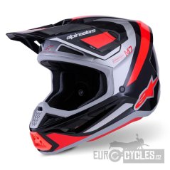 přilba SUPERTECH S-M7 RISE, ALPINESTARS (černá/stříbrná/červená fluo) 2026