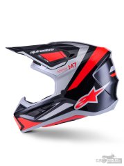 přilba SUPERTECH S-M7 RISE, ALPINESTARS (černá/stříbrná/červená fluo) 2026