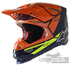přilba SUPERTECH S-M8 FACTORY, ALPINESTARS (tmavá modrá/oranžová/žlutá fluo lesklá)