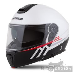 přilba Modulo 2.1 Compass, CASSIDA (bílá perleť/černá/červená/stříbrná, plexi s přípravou pro Pinlock) 2026