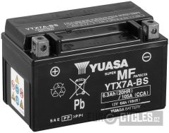 motobaterie 12V, YTX7A-BS, 6,3Ah, 105A, bezúdržbová MF AGM 150x87x93, YUASA originál (vč. balení elektrolytu)