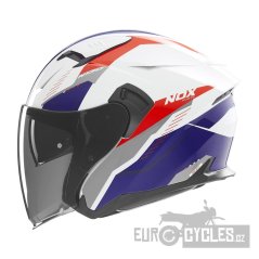 přilba N130 Myst, NOX (bílá,modrá,červená) 2025
