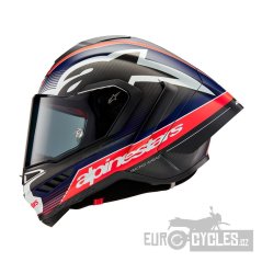 přilba SUPERTECH R10 TEAM, ALPINESTARS (matný karbon/červená fluo/modrá/bílá) 2026