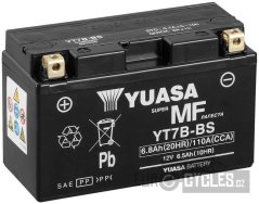 motobaterie 12V, YT7B-BS, 6,8Ah, 110A, bezúdržbová MF AGM 150x65x93, YUASA originál (vč. balení elektrolytu)