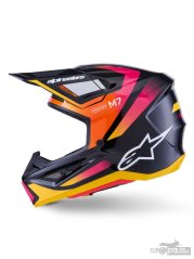 přilba SUPERTECH S-M7 RISE, ALPINESTARS (černá/žlutá/růžová fluo) 2026