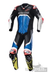 jednodílná kombinéza GP TECH 4, TECH-AIR kompatibilní, ALPINESTARS (modrá/žlutá fluo/červená fluo/černá/bílá)