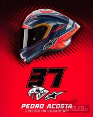 přilba SUPERTECH R10 limitovaná edice PEDRO ACOSTA, ALPINESTARS (modrá/červená/bílá matná) 2025