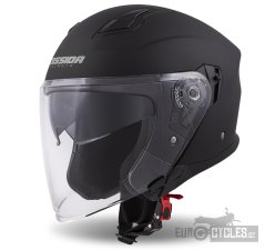 přilba Jet Tech, CASSIDA (černá matná/šedá loga)